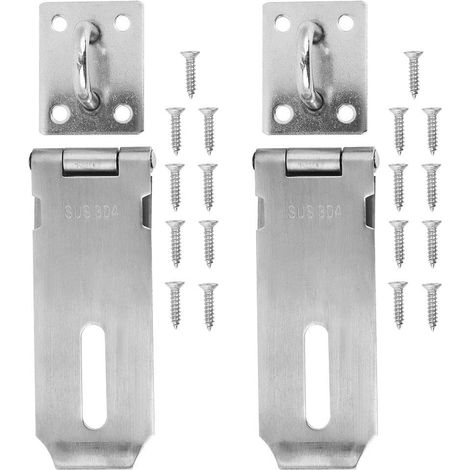 2 pièces loquet de cadenas en acier inoxydable fermoir de porte de sécurité loquet de verrouillage verrou de porte pour tiroir de meubles (1/5)