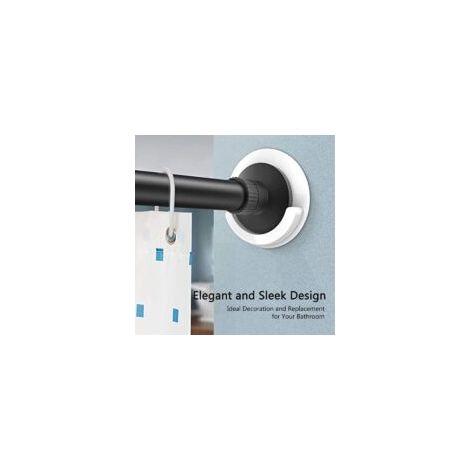 Set di 2 supporti adesivi per asta tenda doccia, montaggio a parete, installazione senza foratura, asta tenda doccia non inclusa (bianco) - Crezuo