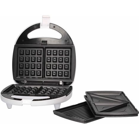 Pipu Doppel-Sandwichmaker mit 3 Platten (klassisch, Grill und Waffel) 750W (1/4)