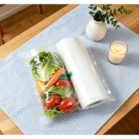 Sacs sous vide alimentaires Aigostar film texturé rouleau découpable, conservation longue durée compatible scelleuse