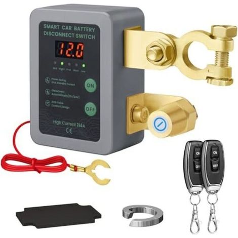 Disjoncteur de Batterie Télécommandé Sans Fil, Coupe Circuit Batterie 12V Télécommande, 240 A Interrupteur D'arrêt Automatique avec Affichage LED pour 12V Voiture Camping Car ATV Camion Bateau (1/5)