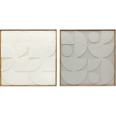 Decorazione da parete 3D geometrica 2 pezzi bianca 80 x 3,5 x 80 cm MODENUIT (1/5)