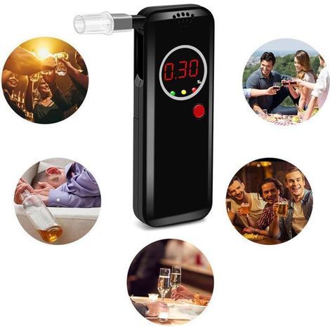 Ethylotest portable et éthylotest avec affichage digital LCD et résultats rapides et précis de la concentration d'alcool dans le sang, noir(Sans batterie) (1/5)