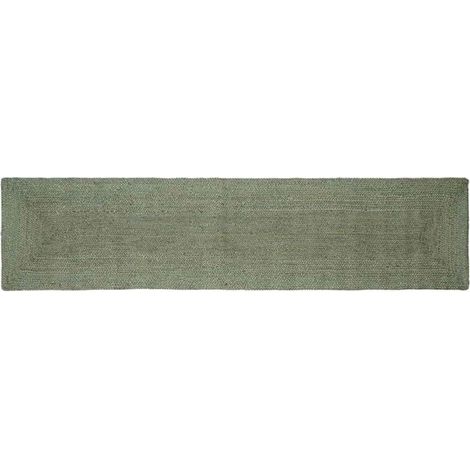 Tapis rectangulaire vert olive, 60 x 300 cm, jute. (1/5)