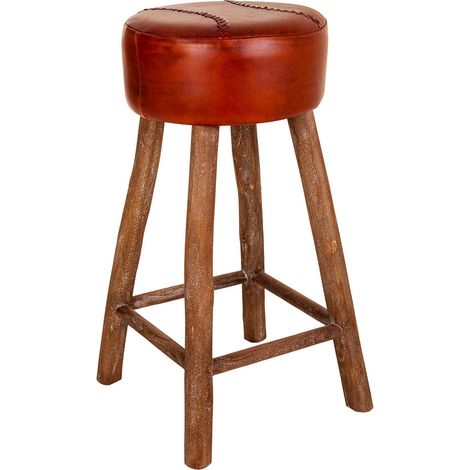 Taburete de piel rojo 41x41x78