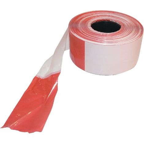 Ruban de chantier rouge - blanc 80mmx500m UNIVERSEL WB99362 (1/2)