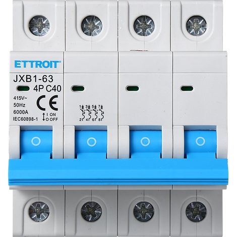 ETTROIT Interruttore magnetotermico automatico 4P 40A 380V 6kA 4 Moduli DIN JX144060 (1/6)