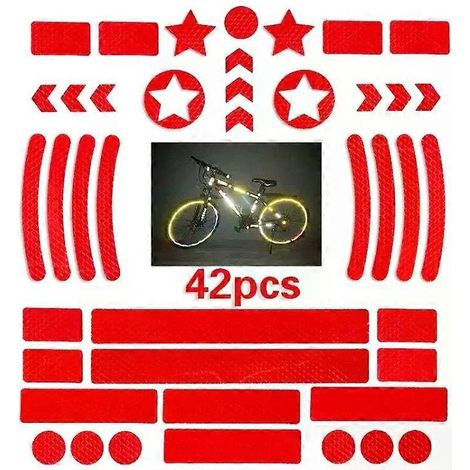 Autocollants réfléchissants pour vélo - Bandes de signalisation à motif nid d'abeille, rouge (1/2)