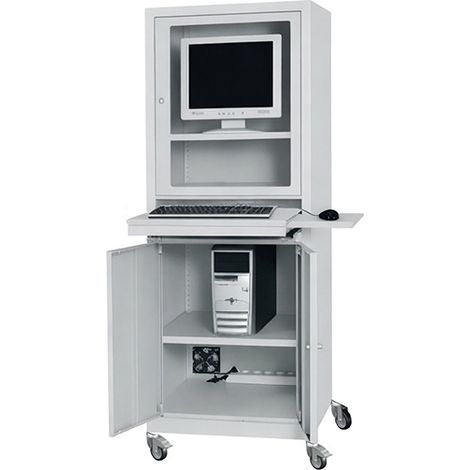 Armadio mobile per computer - Schermo da 24" - Grigio chiaro RAL7035 - W040010002-GC