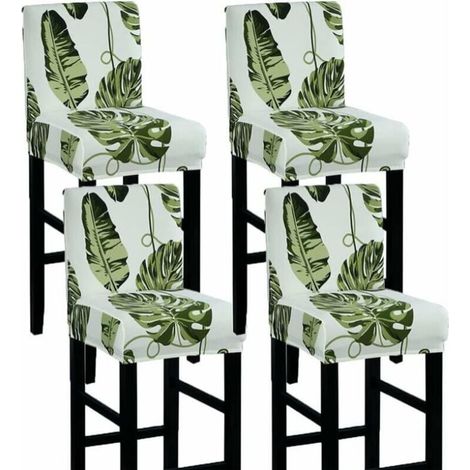 Housse de Chaise de Bar avec Dossier Housse de Tabouret de Bar Extensible Housse de Tabouret à Dossier Bas Lot de 4 (1/4)
