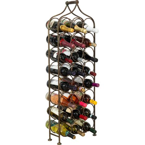 Porte-bouteille de vin en fer forgé porte-bouteille mousseux 106X36 cm présentoir à vin au sol pour 24 bouteilles Cave à vins (1/5)