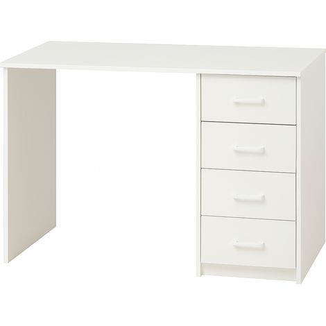 Cassiopea - Schreibtisch mit 4 Schubladen 110x56x73 cm für Büro-PC aus weißem Holz