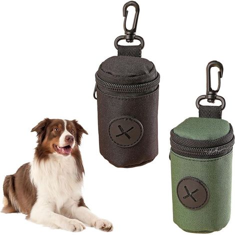 2 Pièces Distributeur Sac à Crottes Chien en Tissu, Porte-Sac de Déjection Canine avec Mousqueton pour Ramasser Après Votre Chien, Marche ou Randonnée (1/5)