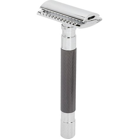 Rasoir de sûreté vintage pour hommes avec manche en alliage à motif diamant et lames doubles (1/5)