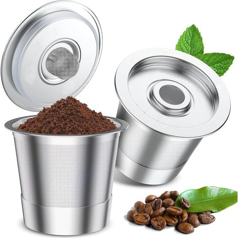 Zwei wiederverwendbare Kaffeekapseln für Keurig-Kaffeemaschinen nachfüllbare Edelstahl-Kaffeekapseln Metall-Kaffeekapseln für Keurig 1.0-Kaffeemaschinen Filter inklusive umweltfreundlich.