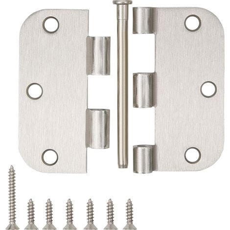 10 Stück Türscharniere aus satiniertem Nickel, 8,9 x 8,9 cm innen, 8,9 cm Türscharniere aus gebürstetem Nickel, abgerundete Ecken mit 1,6 cm Radius, Eisen-Falttürscharniere in Silber für Wohnräume – I
