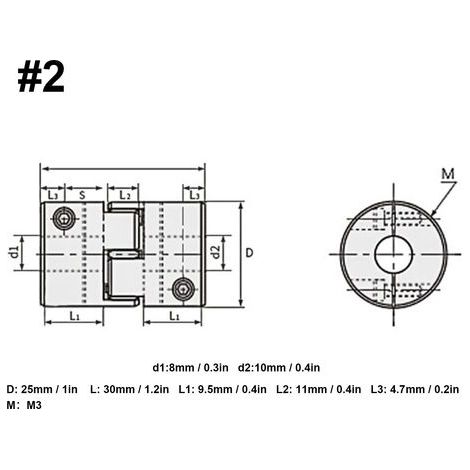 Dreiteiliges, flexibles Kugelgewindekupplungsset aus Aluminiumlegierung für GMC-25x30-Motoren, 25 mm Außendurchmesser, 30 mm Länge, 8–10 mm Innenbohrung (1/5)
