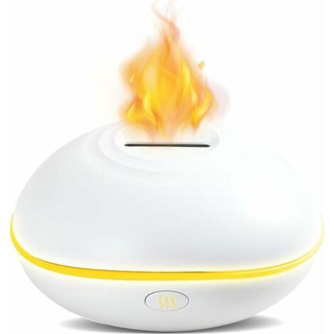 Essential Oil Diffuser Humidifier 200ml - Aromatherapy Diffuser with LED Light 7 Colors Flame Effect Light - for Sleep, Yoga, Spa - White (1/5)