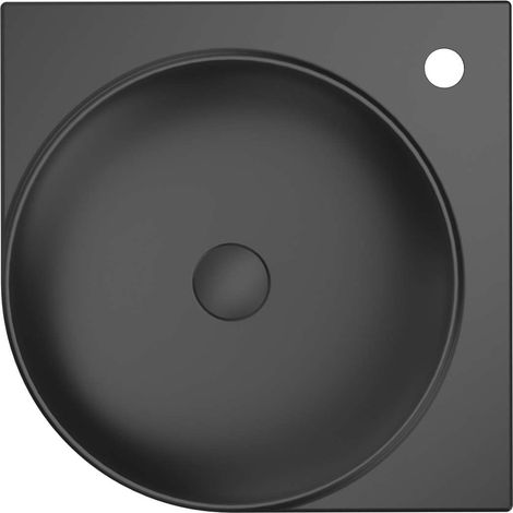 Ravak Yard - Lavabo angolare 45x45 cm, senza sfioratore, foro per miscelatore, nero opaco XJX0D245000 (1/5)