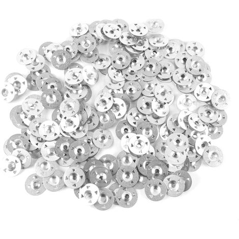 Lot de 200 rondelles à Fixation Facile, rondelles à 4 Griffes, Joints à Clous pour plaques de plâtre, plaques extrudées, isolantes, Panneaux thermolaqués, Panneaux de Support Fixes (1/5)