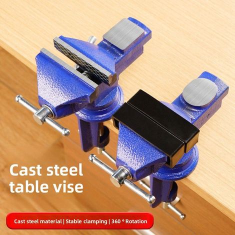 Étau d'établi 70 mm rotatif 360° en acier moulé, base pivotante, étau de table industriel bleu pour bricolage, soudure, coupe et polissage (1/5)