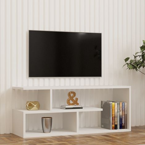 TV-Schrank Foglizzo, 2 Regale, 4 Fächer, Tragkraft 40 kg, 100x30x40h cm Weiß (1/5)