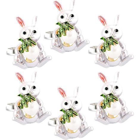 6 Pièces Ronds De Serviette Lapin Rond De Serviette Le Thème De Pâques Serviettes en Tissu De Pâques Ronds De Serviette Oreille De Lapin Décor De Lapin Perle Métal Anneau en Tissu (1/5)