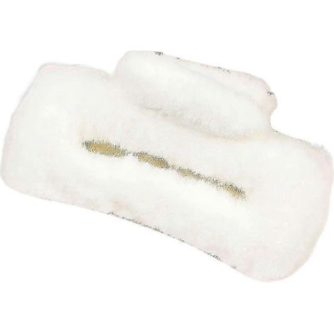 Pince à cheveux rectangulaire douce et moelleuse pour femme, grande taille, design antidérapant, accessoire de coiffure.-White (1/5)