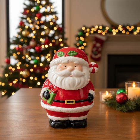 Barattolo con figura natalizia in dolomite per cucina, arredo o svuotatasche -Babbo Natale (1/4)