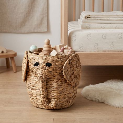 Panier de rangement enfant en jacinthe d’eau Noah - COMPACTOR - 30 x 30 x H.35 CM - Naturel (1/5)