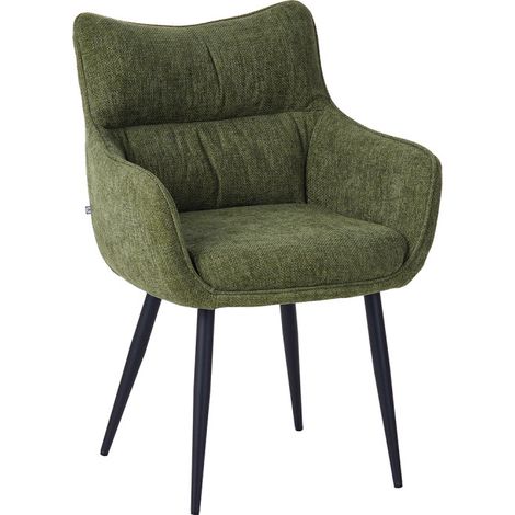 Fauteuil repas Lucas tissu vert pieds métal Takasit (1/5)