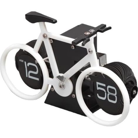Bicicletta da avventura a forma di orologio a palette,orologio da tavolo meccanico digitale vintage,modello 12 ore,bianco (1/5)