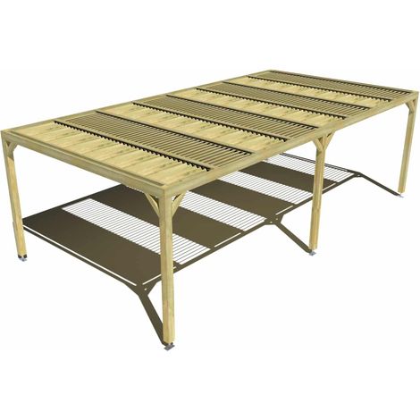 Pergola bois • 8m x 4m • indépendante • sens profondeur • lames orientables bioclimatiques incluses • livraison comprise (1/3)
