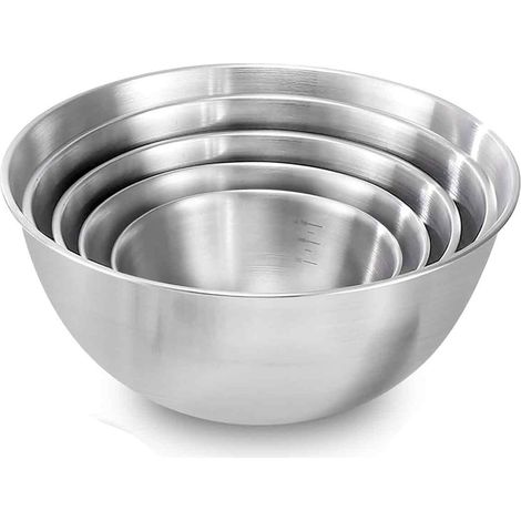 Bol Mélangeur - Acier Inoxydable 304 - Lot de 5 Tailles Empilables - Gradué - Pour Cuisine et Pâtisserie - 1 L 1,5 L 2 L 2,5 L 3,5 L