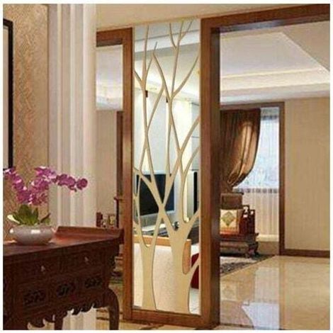Vinilo decorativo de pared 3D con efecto espejo, removible, para decoración del hogar, sala de estar y dormitorio (100x28cm, color plata) (1/2)