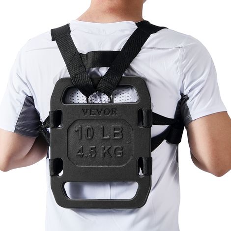 VEVOR Plaque lestee en fonte, paire de 4,5 kg, plaque de poids pour sac a dos, poids de plaque de sac a dos reglable avec sangles pour le squat, la musculation, lhalterophilie et lentrainement