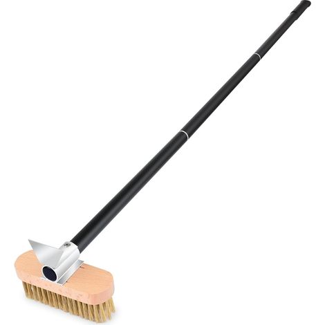 Brosse de four à pizza de 120 cm avec grattoir en acier, poignée amovible en aluminium, grattoir à pizza avec brosse en laiton, brosse de nettoyage avec grattoir pour nettoyage du four (1/5)