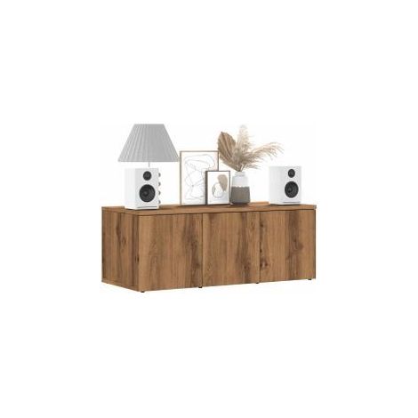 Meuble TV chêne artisanal 80x34x30 bois d'ingénierie (1/5)