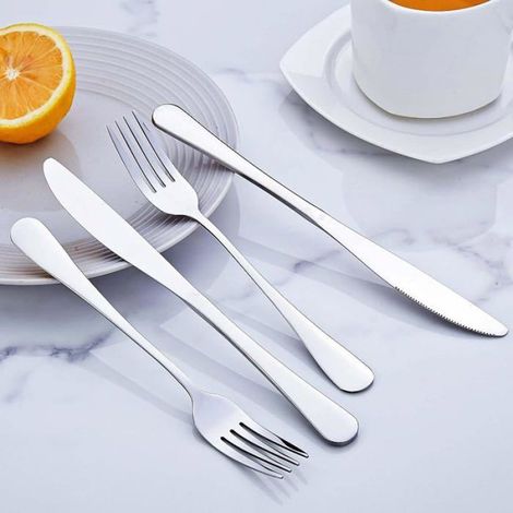 24 couteaux et fourchettes,set en inox 12 personnes 12 fourchettes de table,12 couteaux de table, (1/5)