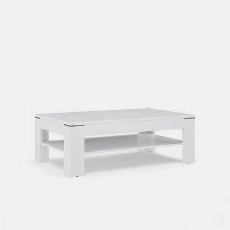 Tavolino da salotto bianco con ripiano inferiore 120x43x75 Snow (1/4)