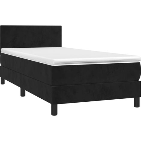 vidaXL Sommier à lattes de lit et matelas Noir 80x200 cm Velours