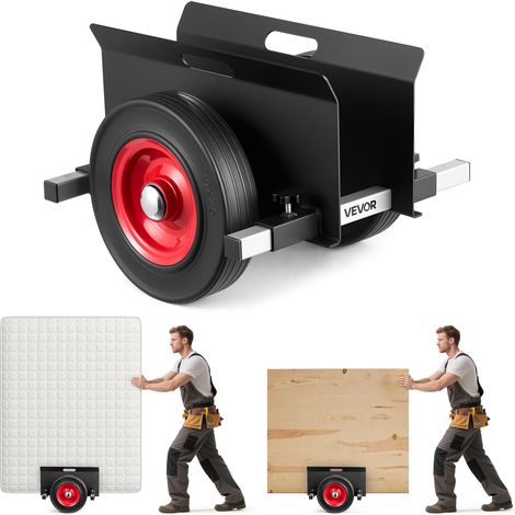 VEVOR Chariot a Panneaux, Charge 453,6 kg, Chariot Porte-plaques de Platre, avec Roues en Caoutchouc 25 cm, Pince Reglable, Adapte a Differents Terrains, pour Panneaux en Acier, Matelas, Portes, Noir