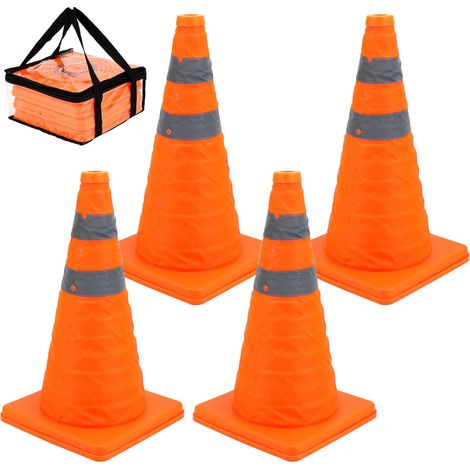 Lot de 4 cônes de sécurité Pliables de 45 cm, cônes de sécurité réfléchissants, cônes de stationnement sur Route pour Avertissement d'urgence (1/5)