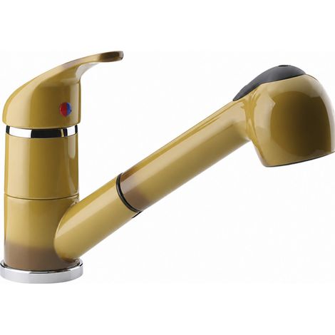 Miscelatore monocomando per lavabo con doccetta, colore Terre de France. (1/2)
