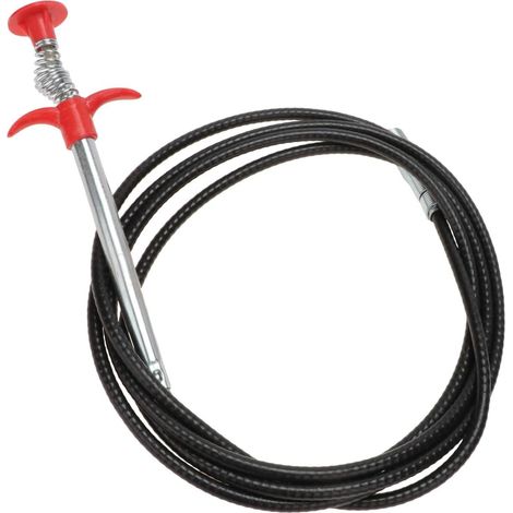 Outil de Nettoyage Flexible pour Déboucheur de Canalisations en Acier Noir, Attrape Cheveux et Ongles, pour Toilettes et Éviers Domestiques (1/5)