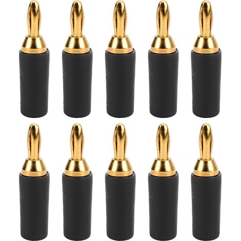 Lot de 10 fiches banane J.10007 2.5mm laiton doré connecteur prise test instrument noir (1/5)