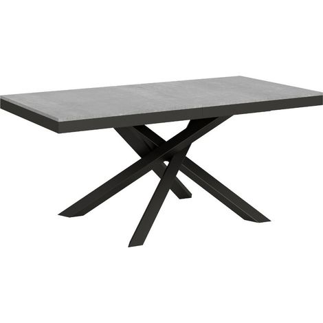 Table extensible gris béton et cadre anthracite 160-264cm Klass