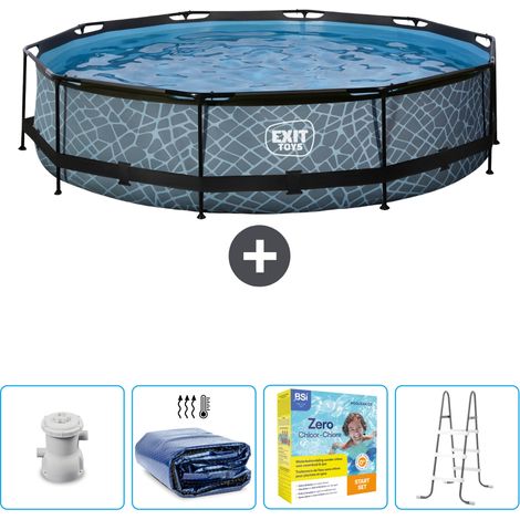 Exit-toys Piscina Exit Redonda - Efecto piedra - 360x76 cm - 7-piezas  SCB27 (1/4)