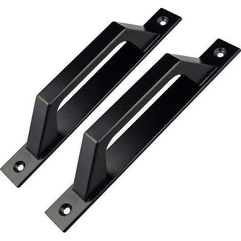 Pommeau et poignée de tirage,Porte en bois de jardin noir poign e de porte en d 200mm 2 pi ces noir (1/5)