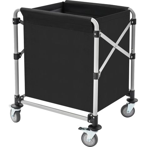 Carro de lavandería plegable, de gran capacidad de carga, negro. (1/2)